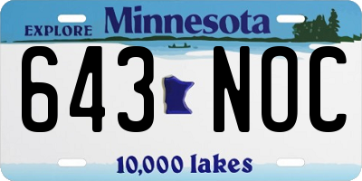 MN license plate 643NOC