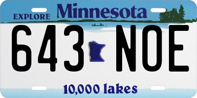 MN license plate 643NOE