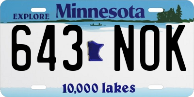 MN license plate 643NOK