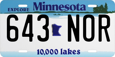 MN license plate 643NOR