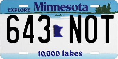 MN license plate 643NOT