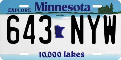 MN license plate 643NYW