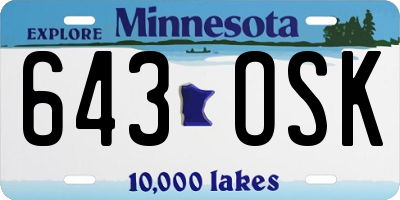 MN license plate 643OSK