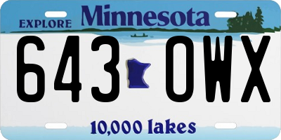 MN license plate 643OWX