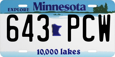 MN license plate 643PCW