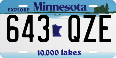 MN license plate 643QZE