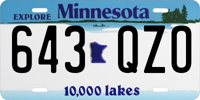 MN license plate 643QZO