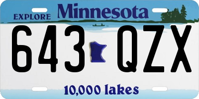 MN license plate 643QZX
