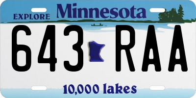 MN license plate 643RAA