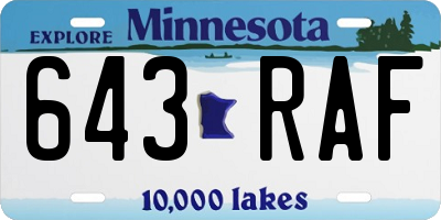 MN license plate 643RAF