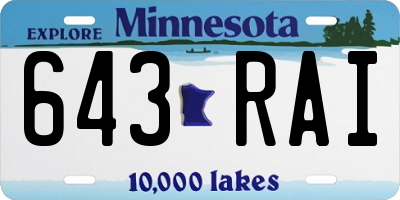 MN license plate 643RAI