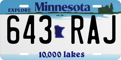 MN license plate 643RAJ