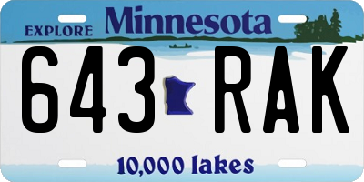 MN license plate 643RAK