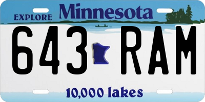 MN license plate 643RAM