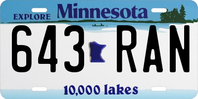 MN license plate 643RAN