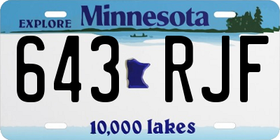 MN license plate 643RJF