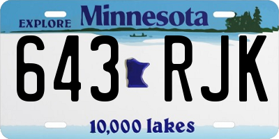 MN license plate 643RJK