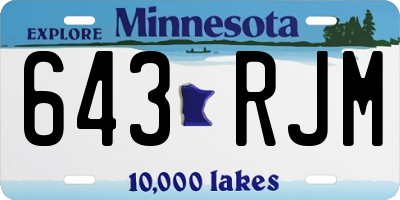 MN license plate 643RJM