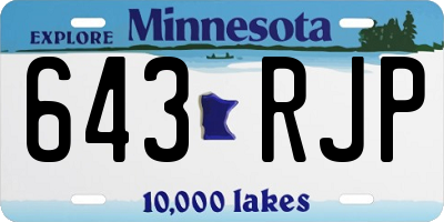 MN license plate 643RJP