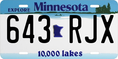 MN license plate 643RJX