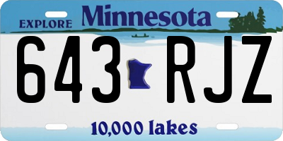 MN license plate 643RJZ