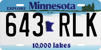 MN license plate 643RLK