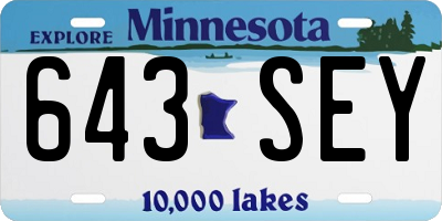 MN license plate 643SEY