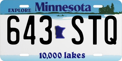 MN license plate 643STQ