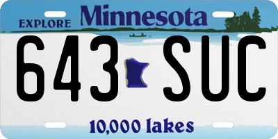 MN license plate 643SUC