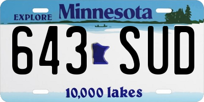 MN license plate 643SUD