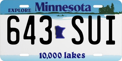 MN license plate 643SUI
