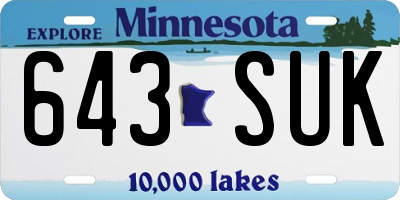 MN license plate 643SUK