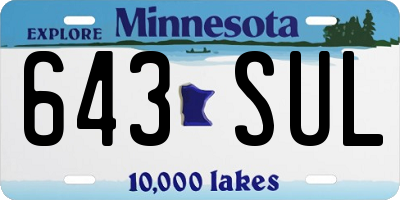 MN license plate 643SUL