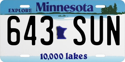 MN license plate 643SUN
