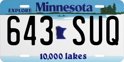 MN license plate 643SUQ