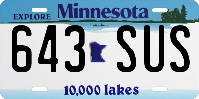 MN license plate 643SUS