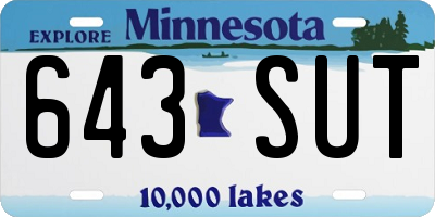 MN license plate 643SUT