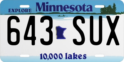 MN license plate 643SUX