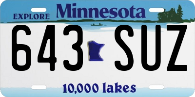 MN license plate 643SUZ