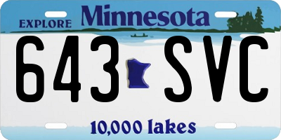 MN license plate 643SVC