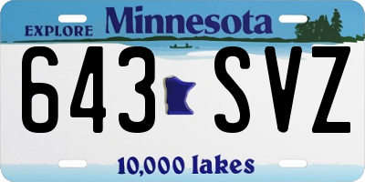 MN license plate 643SVZ