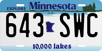 MN license plate 643SWC