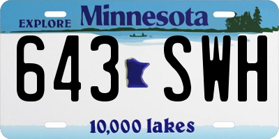 MN license plate 643SWH