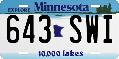 MN license plate 643SWI
