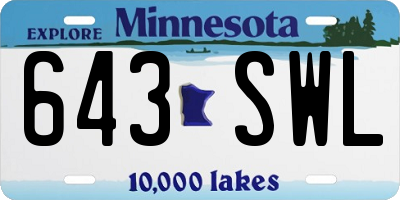MN license plate 643SWL