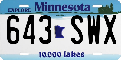 MN license plate 643SWX