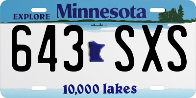 MN license plate 643SXS