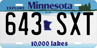 MN license plate 643SXT