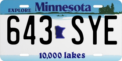 MN license plate 643SYE