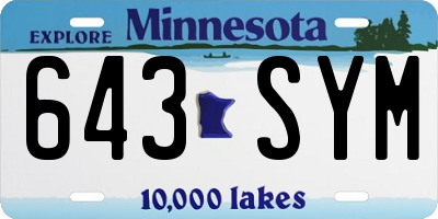 MN license plate 643SYM